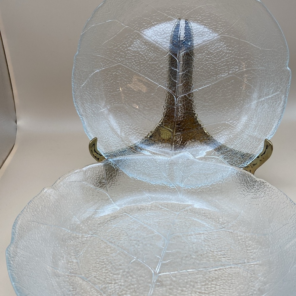 Arcoroc Aspen Leaf Shallow Bowl or Plate - Vintage Set of 2